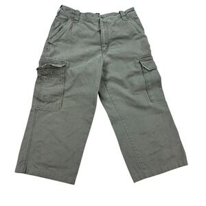 Aeropostale Pants Men's 34x32 Olive Green A87 Capri Cargo Pockets Wide‎ Leg